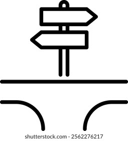 Direction board line icon. Signpost outline vector sign. Road sign linear style pictogram. Signboard pointer symbol, logo illustration. Editable stroke.