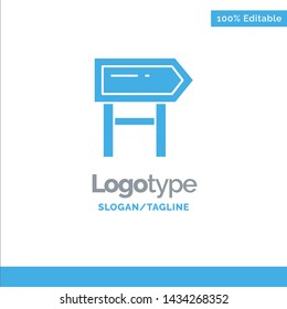 Direction, Board, Location, Motivation Blue Solid Logo Template. Place for Tagline
