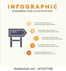 Direction, Board, Location, Motivation Solid Icon Infographics 5 Steps Presentation Background