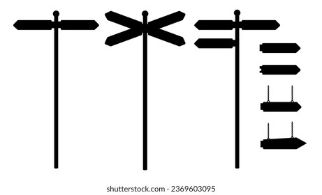 Direction board silhouette set, high quality vector
