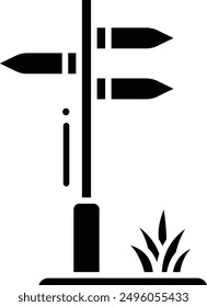 Direction board solid glyph vector illustration