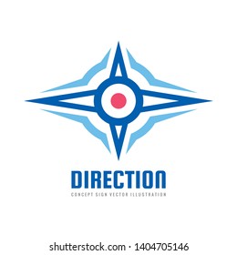 Direction business logo design. Abstract compass rose wind sign. Navigation symbol. Vector illustration. 
