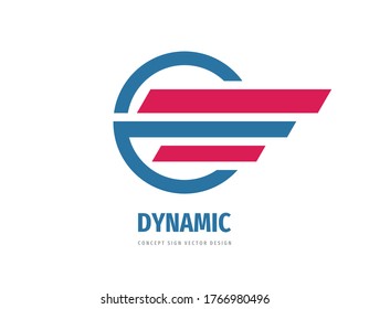 Dirección: ilustración creativa de la plantilla del logotipo de negocios. Signo vectorial abstracto de ala. Transporte, dinámica, símbolo de negocio de desarrollo. Elemento de diseño.