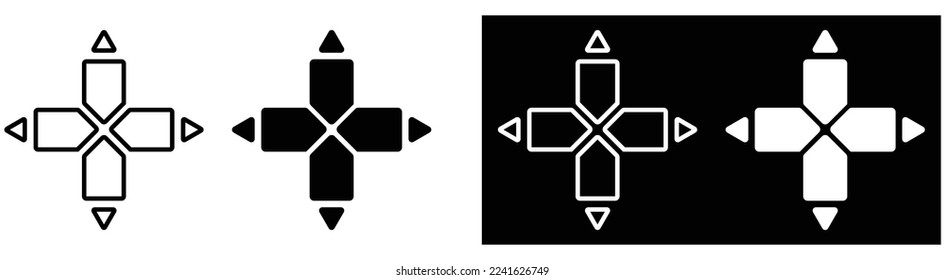 direction button joystick icon set. style symbol on game controller console, vector illustration	
