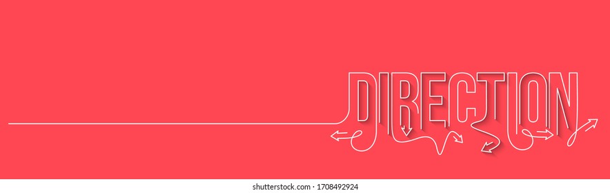 Direction Calligraphic line art Text banner poster vector illustration Design.