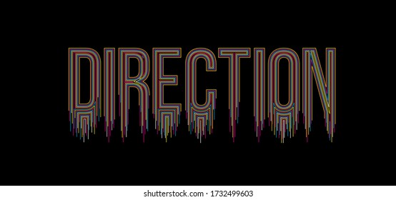 Direction Calligraphic line art Text banner poster vector illustration Design.