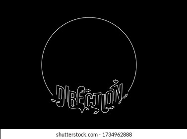Direction Calligraphic line art Text banner poster vector illustration Design.