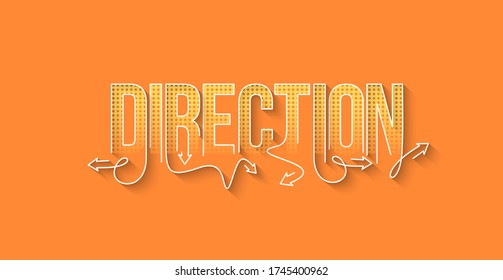 Dirección Línea caligráfica Arte Texto Cartel de la ilustración vectorial Diseño.