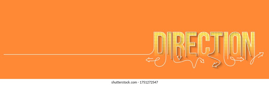 Direction Calligraphic line art Text banner poster vector illustration Design.