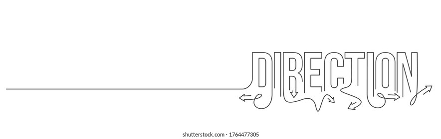 Direction Calligraphic line art Text banner poster vector illustration Design.