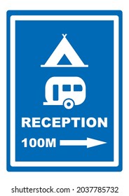 The direction of the camp reception at a distance of 100 m, vector sign for camping
