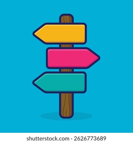 Direction Cartoon Illustration. Vector Icon Flat Cartoon Style. Cheerful Colors. Bold Outline.