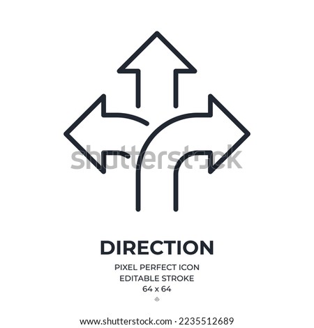 Direction choice editable stroke outline icon isolated on white background flat vector illustration. Pixel perfect. 64 x 64.