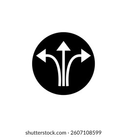 Direction choice icon. Road decision symbol. Three way path. Vector illustration.