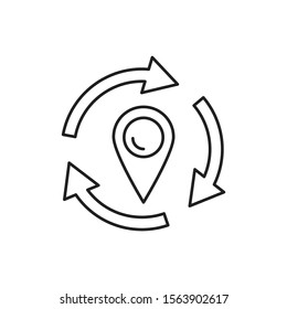 Direction circle arrows pin icon. Simple line, outline vector of navigation icons for ui and ux, website or mobile application
