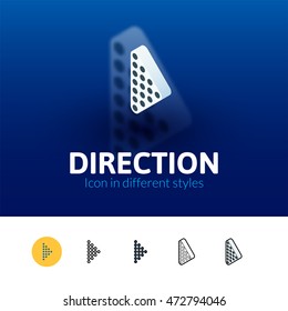 Direction color icon, vector symbol in flat, outline and isometric style isolated on blur background