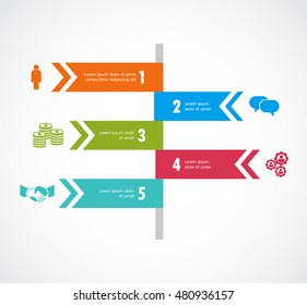 Direction color ribbon of infographics elements for data business company.