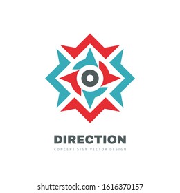 Direction compass concept logo design. Abstract creative business sign. Travel transport symbol. Vector illustration. 