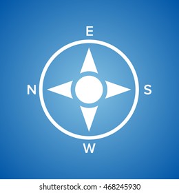 Direction Compass Icon on blue color.