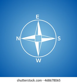 Direction Compass Icon on blue color.