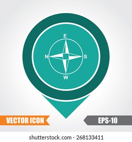  Direction Compass Icon On Map Pointer. Eps.-10.