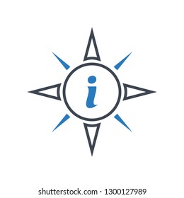 Direction compass information icon vector - blue