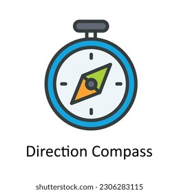 Direction Compass  vector    Fill outline Icon Design illustration. Location and Map Symbol on White background EPS 10 File