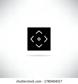 direction controller, cursor icon with shadow on white background