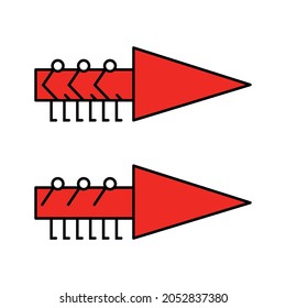 Direction designation. Direction and movement indicator. Types of arrows. People holding an arrow indicating the direction