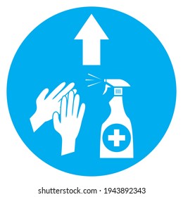 Direction to disinfection, floor label, vector sign