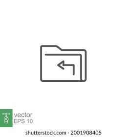 Direction document with next or upper symbol line icon. Reload and transfer data. directory storage with left arrow sign. Share folder. Vector illustration. Design on white background. EPS 10