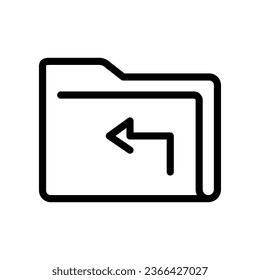 Direction document with next or upper symbol line icon. Reload and transfer data. directory storage with left arrow sign. Share folder. Vector illustration. Design on white background. EPS 10