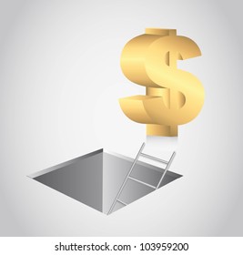 direction up dollar sign. vector illustration