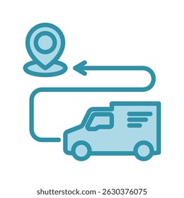 Direção dupla Tom azul cor, mini ícone de ilustração. use para conceito moderno, impressão, UI, kit UX, web e desenvolvimento de aplicativos. Vetor relacionado com vendas, logística e comércio eletrônico