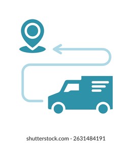 Direção dupla Tom azul cor, mini ícone de ilustração. use para conceito moderno, impressão, UI, kit UX, web e desenvolvimento de aplicativos. Vetor relacionado com vendas, logística e comércio eletrônico