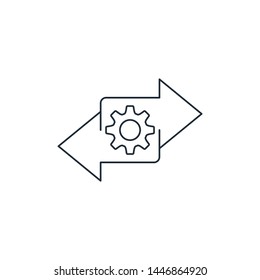 Direction of effort. Vector linear icon, white background.