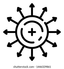 Direction of electron motion icon. Outline direction of electron motion vector icon for web design isolated on white background