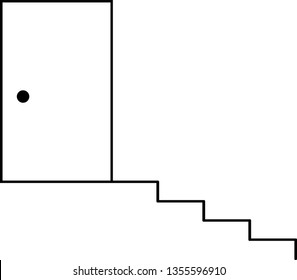 Direction For the Entrance and Exit, Input and Output. Door With Stairs. Vector Illustration
