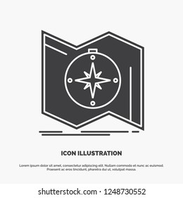 Direction, explore, map, navigate, navigation Icon. glyph vector gray symbol for UI and UX, website or mobile application