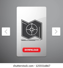 Direction, explore, map, navigate, navigation Glyph Icon in Carousal Pagination Slider Design & Red Download Button