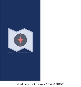 Direction, explore, map, navigate, navigation Flat Color Icon Vector. Vector Icon Template background