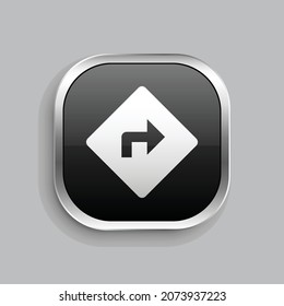 diseño de iconos de relleno de dirección. Estilo botón brillante rectángulo redondeado aislado en fondo gris. Ilustración del vector