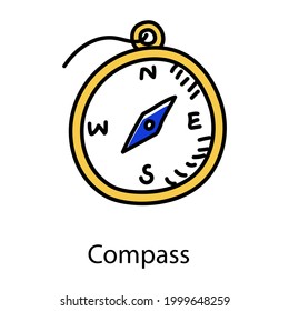 Direction finder doodle icon of compass 