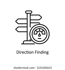 Direction Finding vector outline icon for web isolated on white background EPS 10 file