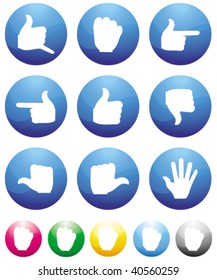 direction finger blue button icons