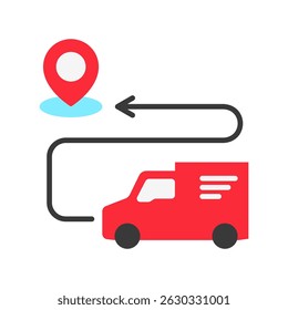 Cor plana de direção, ícone mini ilustração. use para conceito moderno, impressão, interface do usuário, kit UX, web e desenvolvimento de aplicativos. Vetor relacionado com vendas, logística e comércio eletrônico