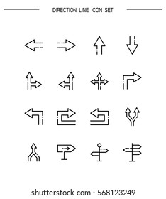 Direction flat icon set. Collection of high quality outline symbols for web design, mobile app. Direction vector thin line icons or logo.