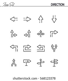 Direction flat icon set. Collection of high quality outline symbols for web design, mobile app. Direction vector thin line icons or logo.