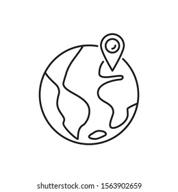 Direction globe pin icon. Simple line, outline vector of navigation icons for ui and ux, website or mobile application