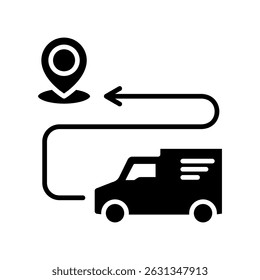 Glifo de direção, mini ícone de ilustração. use para conceito moderno, impressão, interface do usuário, kit UX, desenvolvimento de web e aplicativo. Vetor relacionado com vendas, logística e comércio eletrônico